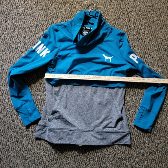 PINK ULTIMATE BY VICTORIA'S SECRET TEAL AND GREY PULLOVER SIZE MEDIUM - Picture 10 of 16